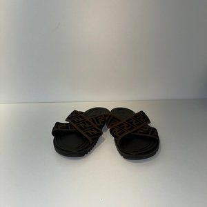 Fendi Zucca Canvas Crisscross Slide Sandals